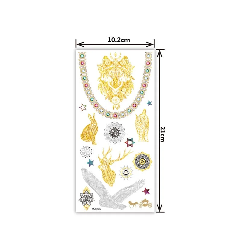 Creative personality exquisite fashion waterproof sweat gold and silver tattoo stickers bronzing and silver tattoo stickers