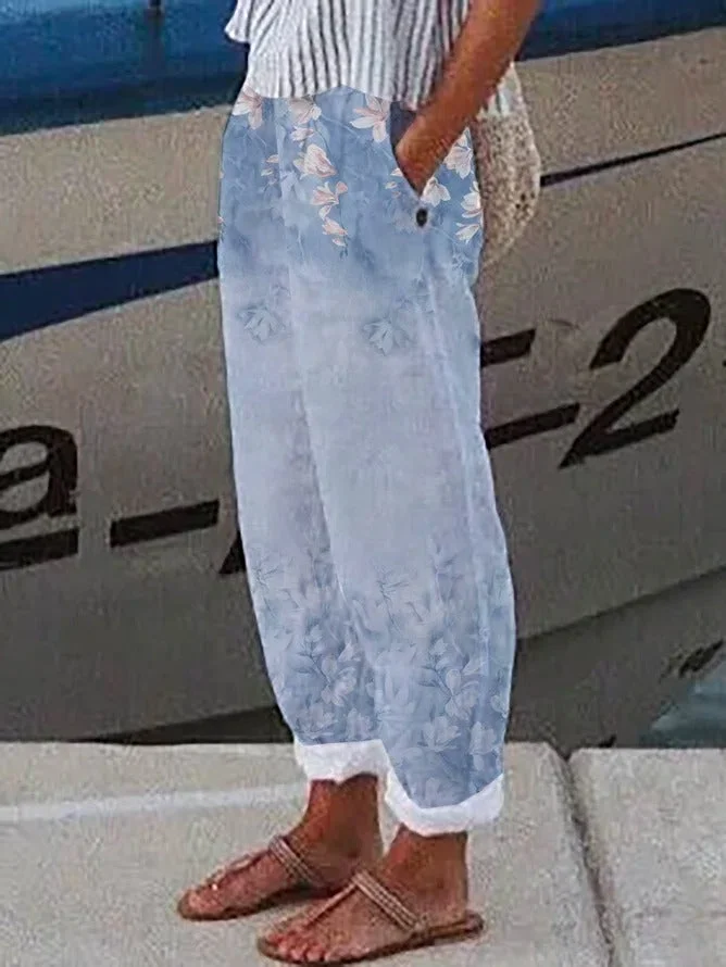 Fashion Loosen Casual Bamboo Floral Pants