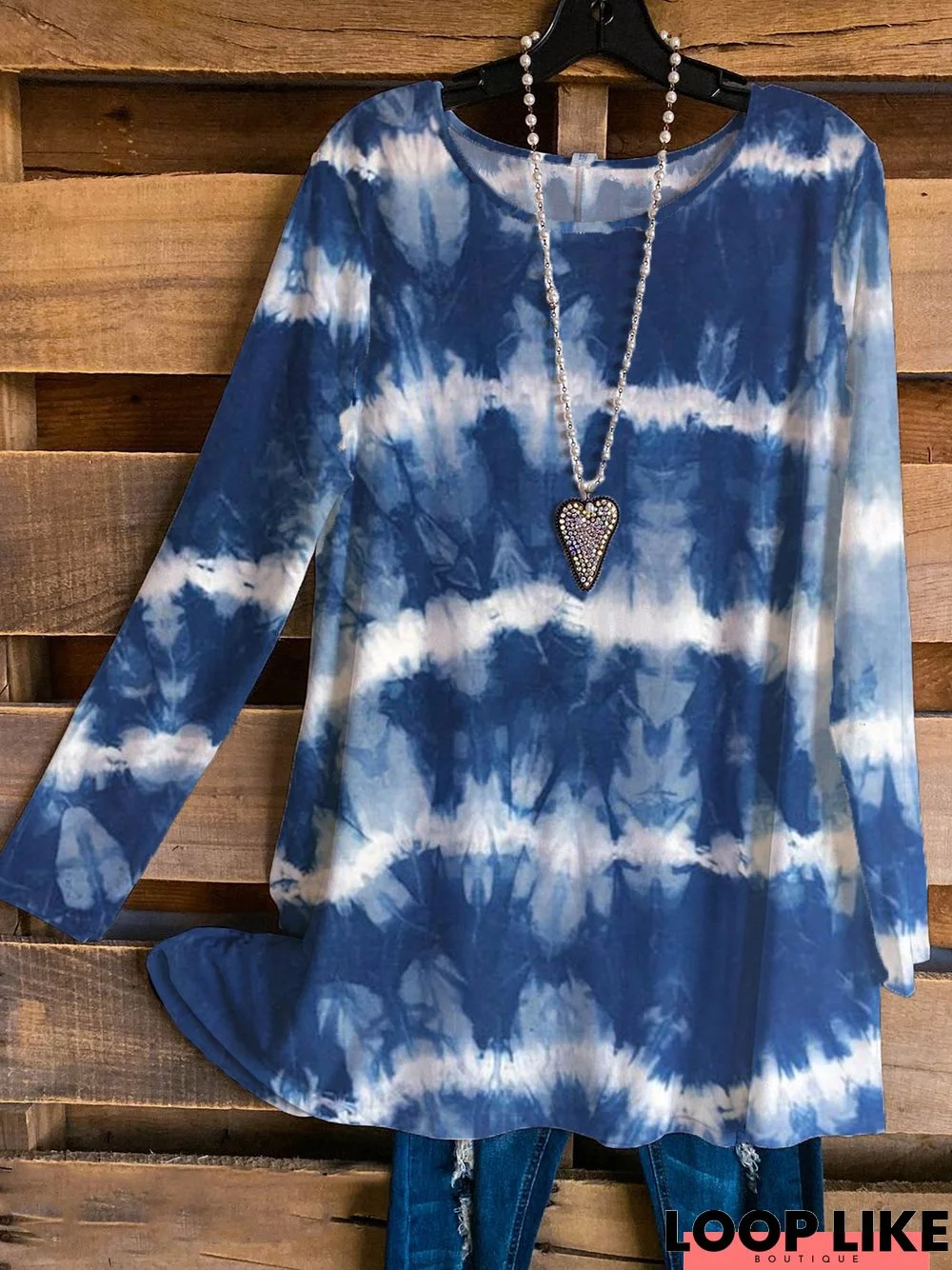 Round Neck Simple Long Sleeve Tunic Top