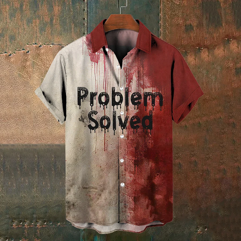 Men's Bloody Problem Solved Halloween Print Casual Shirts wearshes