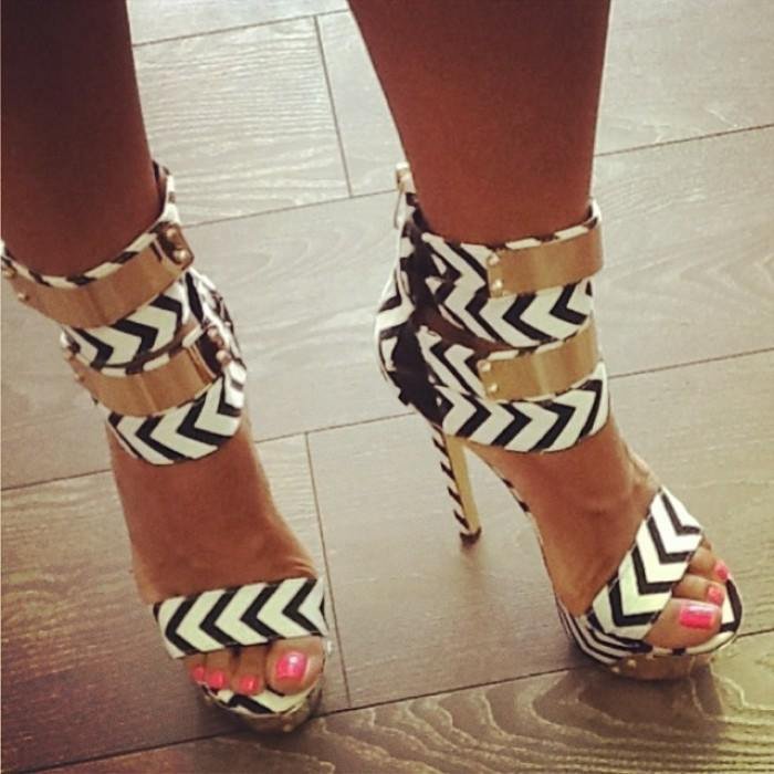 Black and White Heels Platform Sandals Stiletto Heels Stripper Shoes |FSJ Shoes