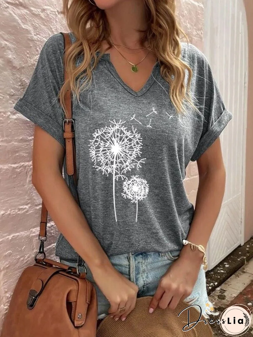 Women'S T-Shirts Dandelion Print Short Sleeve T-Shirt