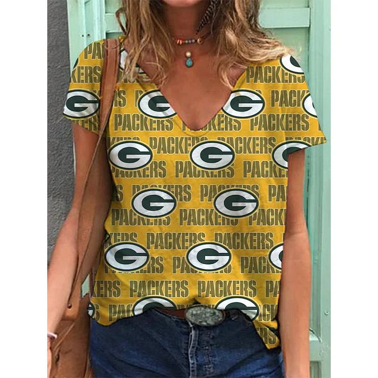 Green Bay Packers Lightweight Short Sleeve V-Neck T-Shirt