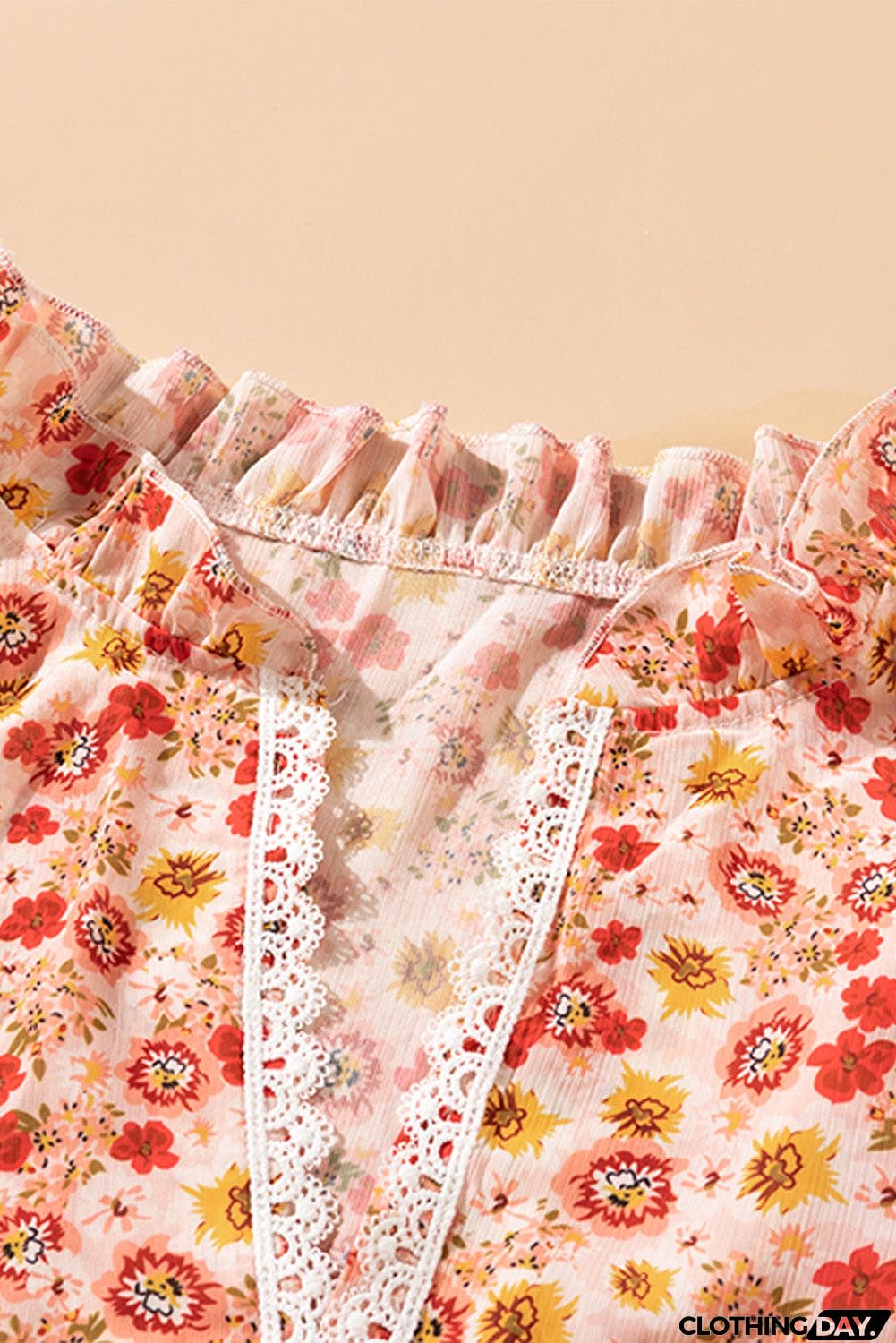 Orange Floral Peplum Blouse