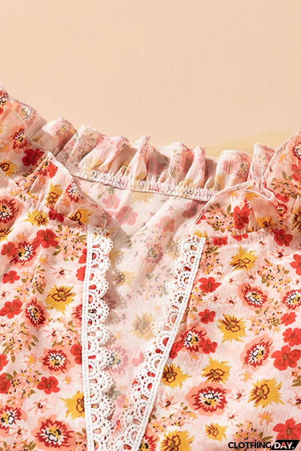 Orange Floral Peplum Blouse