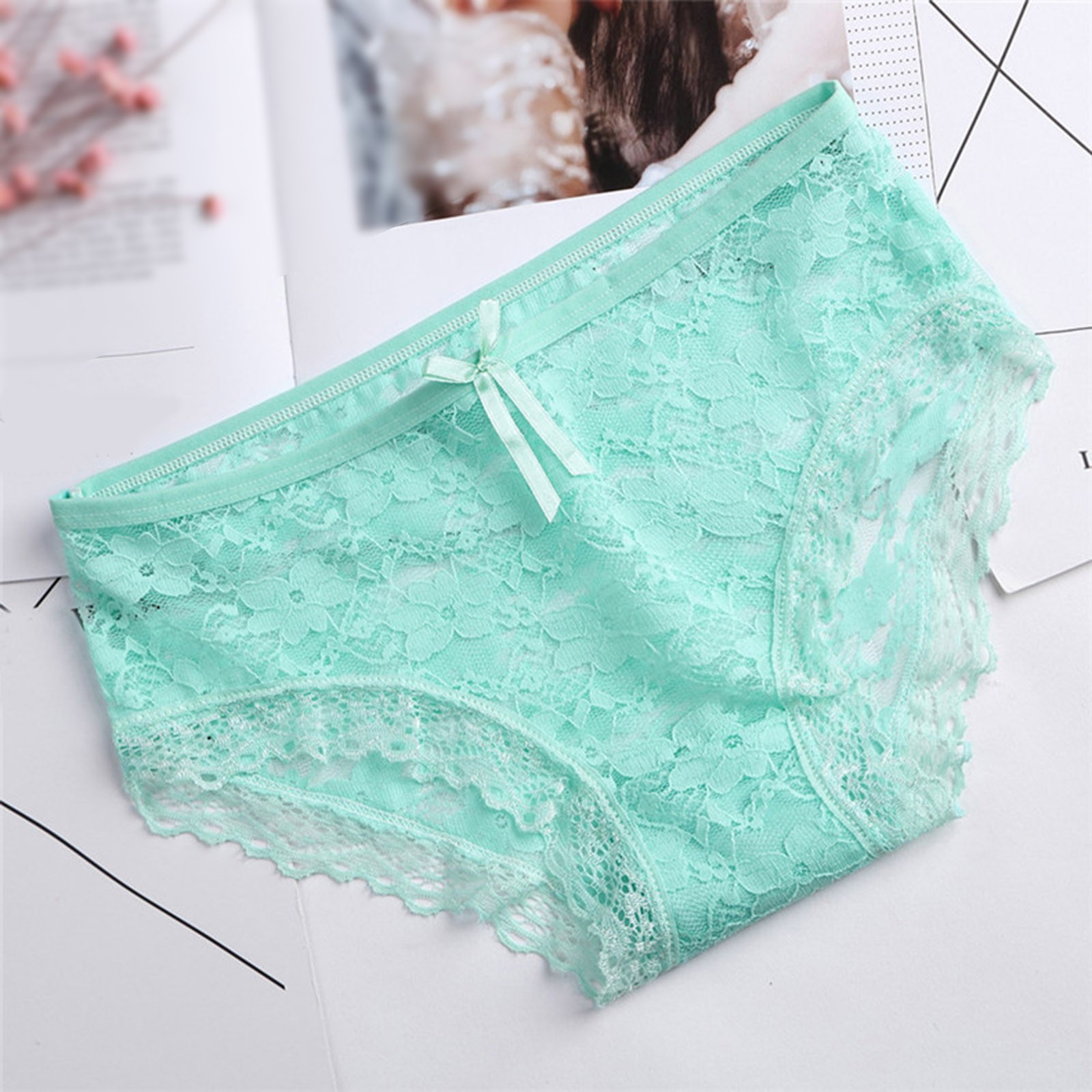 Ufawd Hollow Out Women's Lace Sexy Panties Women Lace Panties Underwear Sexy Hollow Mesh Trousers Bow Low Waist Panties трусы женские