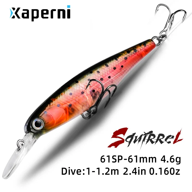Xaperni hot model 61mm 4.6g professional quality fixed weight fishing lures minnow crank Artificial Bait Tackle