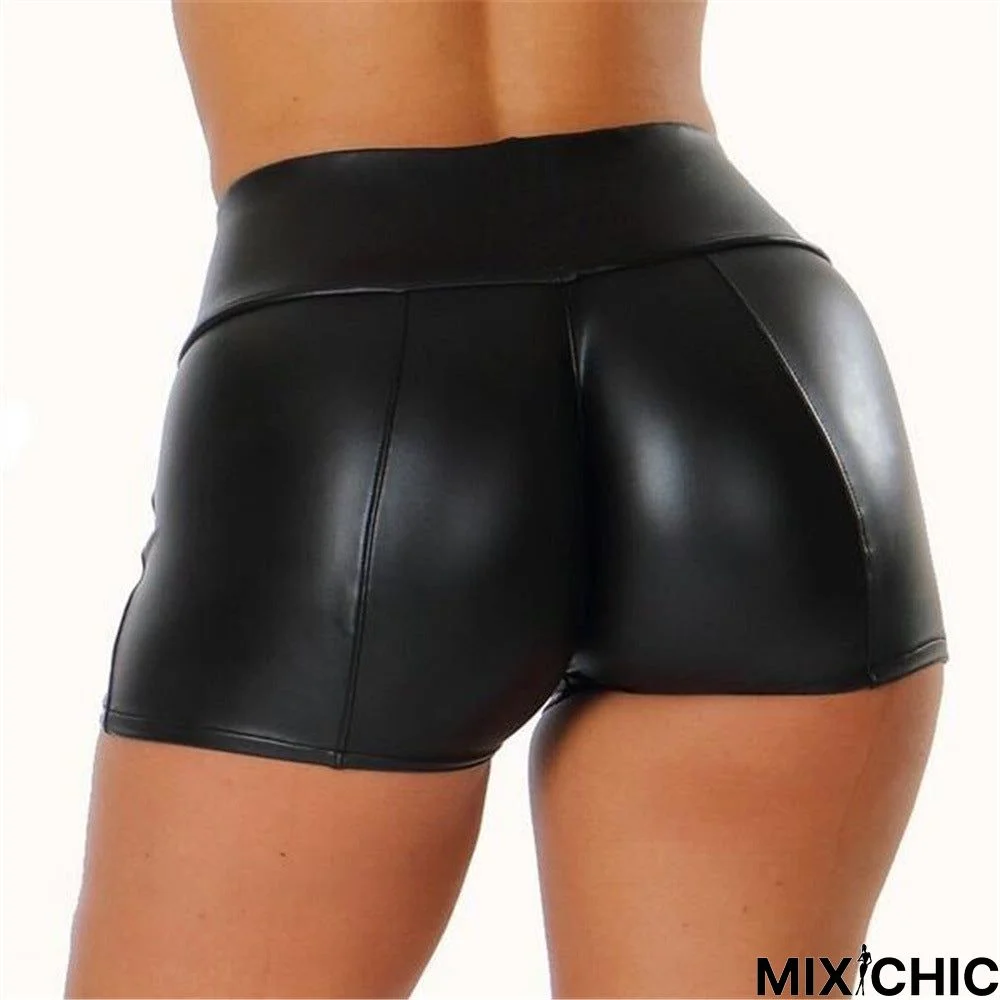 Leather Pu Women's Pants Sexy Nightclub Shorts