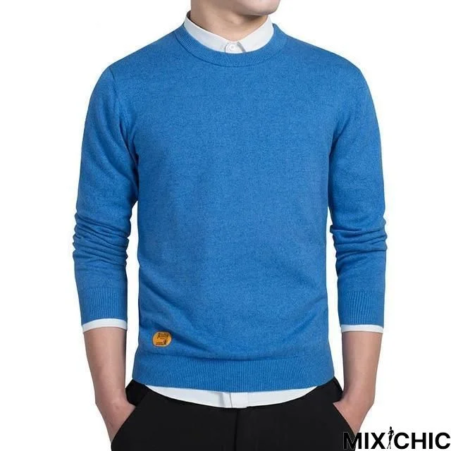 Men Cotton Pullovers O-Neck Jumper Thin Solid Knitting Sweaters Top