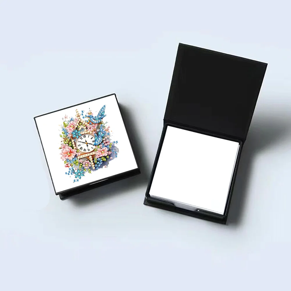 PU Flower Bird Diamond Painting Notecard Box with 160 Sheets of Paper