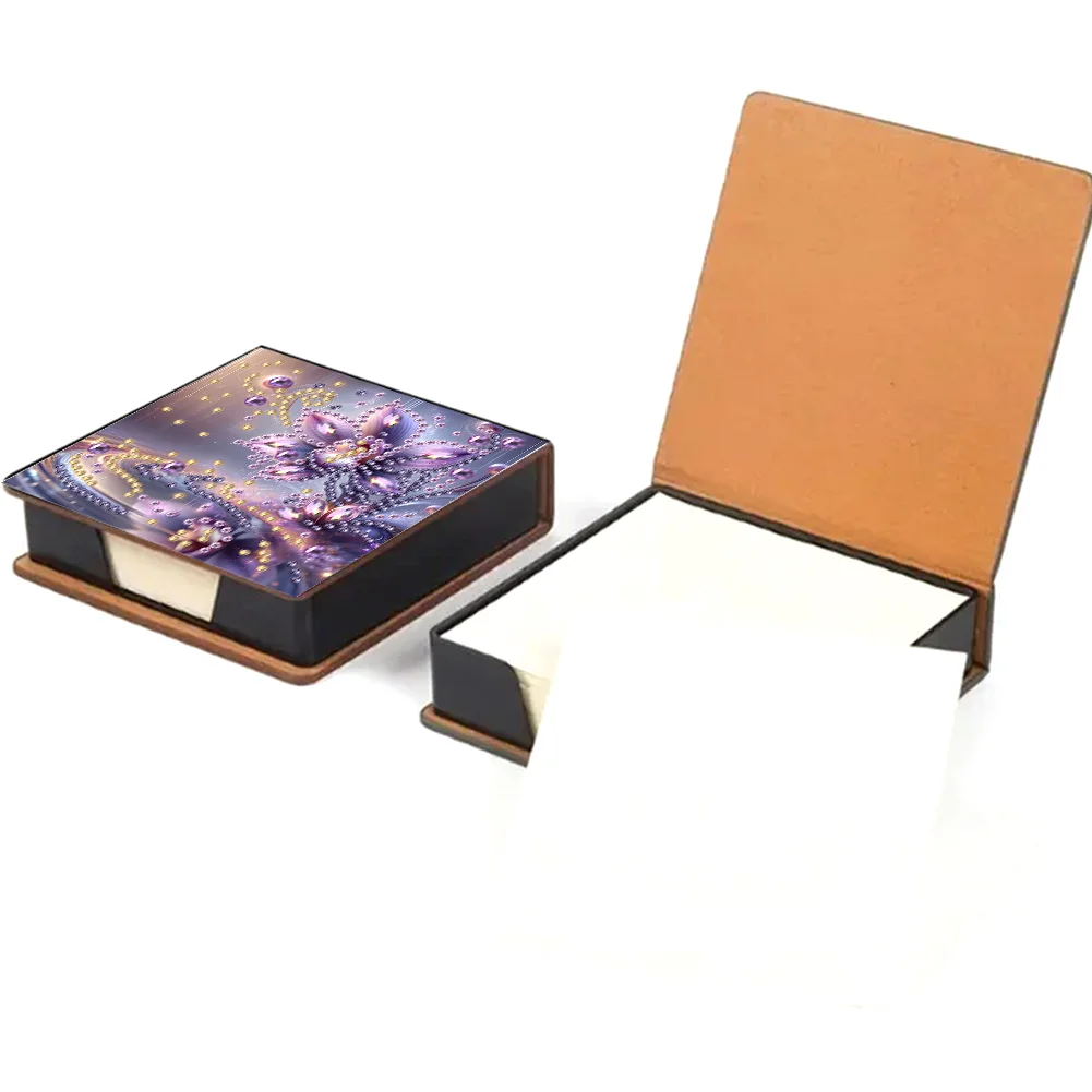 PU Flowers Diamond Painting Notecard Box with Papers for DIY Art Craft