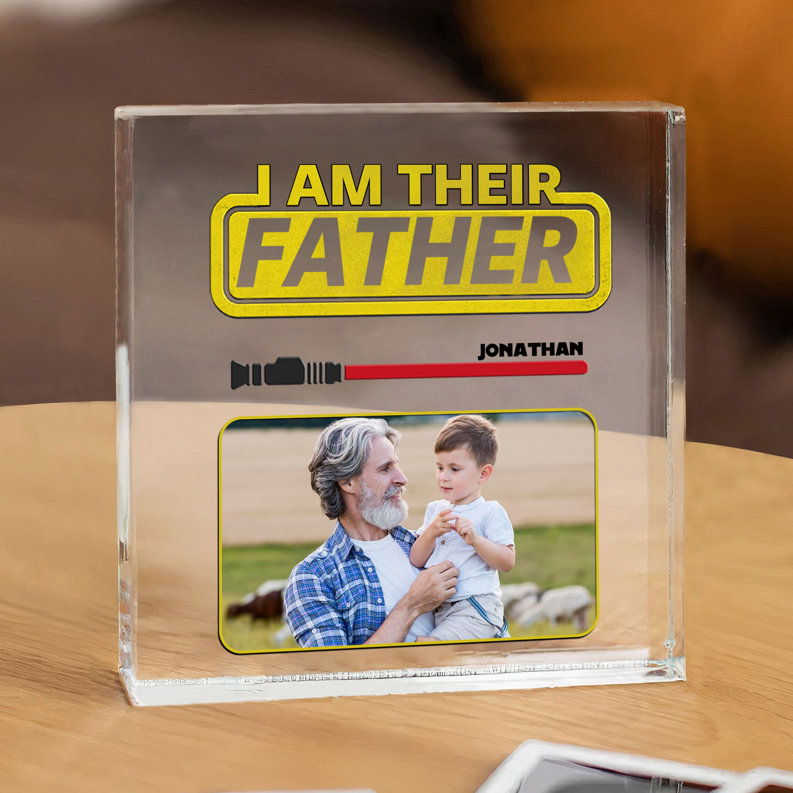 1 Name - Personalised Photo & Name Acrylic Square Keepsake Rectangle Plaque "I Am Their Father" Gifts for Dad-Jessemade AU