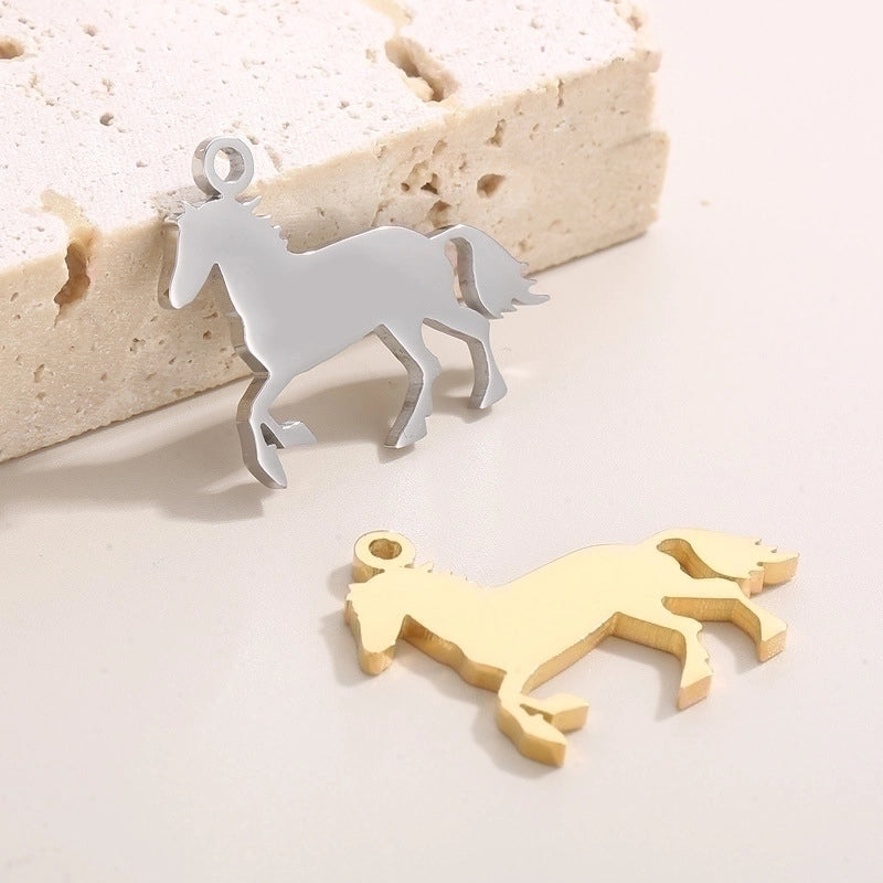 10 Pieces Stainless Steel Zircon 18K Gold Plated Animal