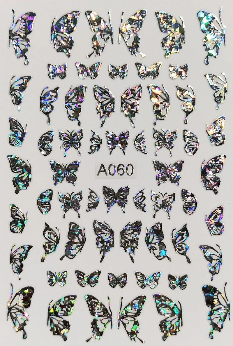 New Arrive Nail Art Sticker Decal Decoration Glow In Dark Butterfly Nail Stickes Back Glue Moon Manicure Sticker on Nails Design