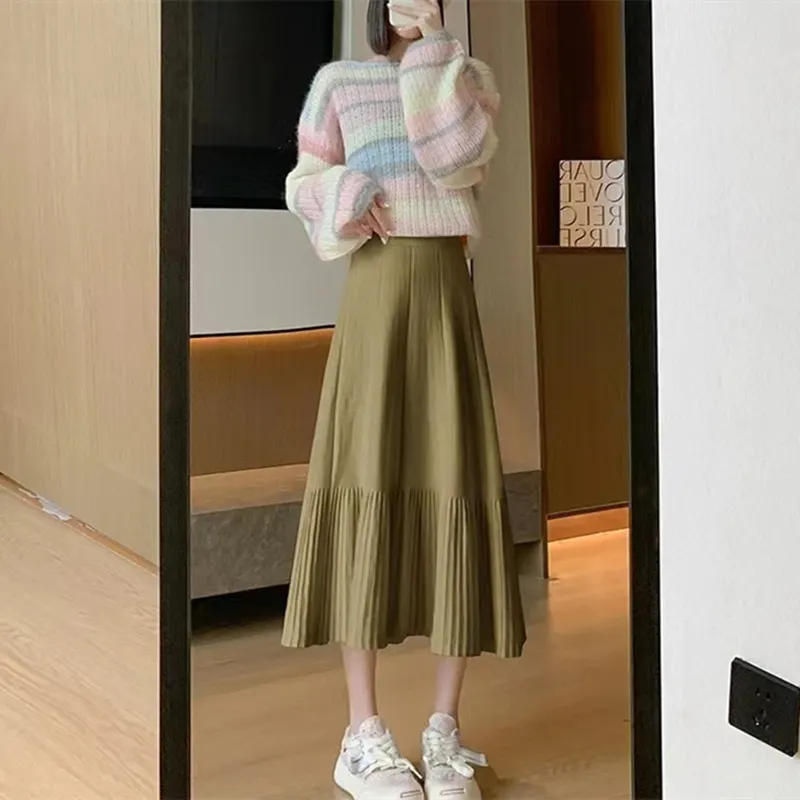 Nigikala Nigikala Knitted Half-Dress Woman 2025 New Autumn And Winter Thick High Waist Thin Temperament A Word Fishtail Skirt