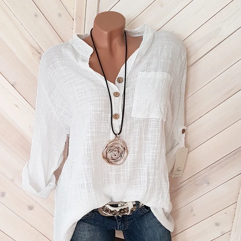 Casual Loose Solid Color Long Sleeve Blouse