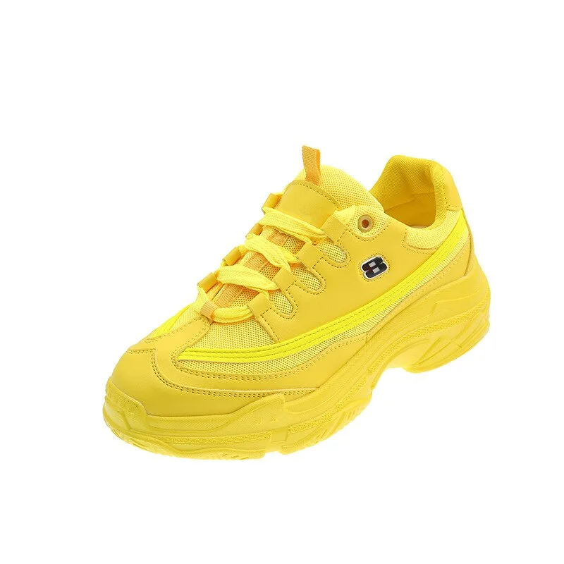 2020 New Designer Sneakers Women Platform Casual Shoes Fashion Sneakers Platform Basket Femme Yellow Casual Chunky Shoes 35-41