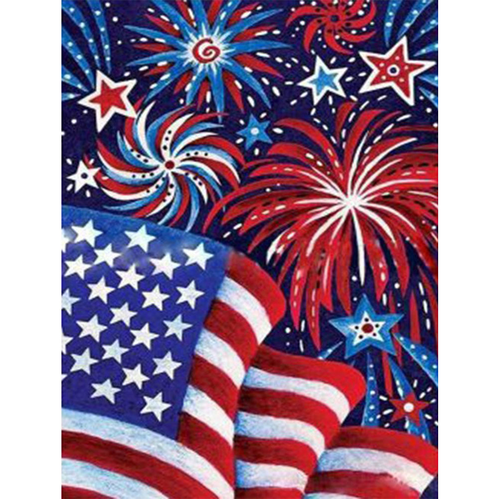 

American Flag Fireworks - Round Drill Diamond Painting - 50*60CM (Big Size), 501 Original