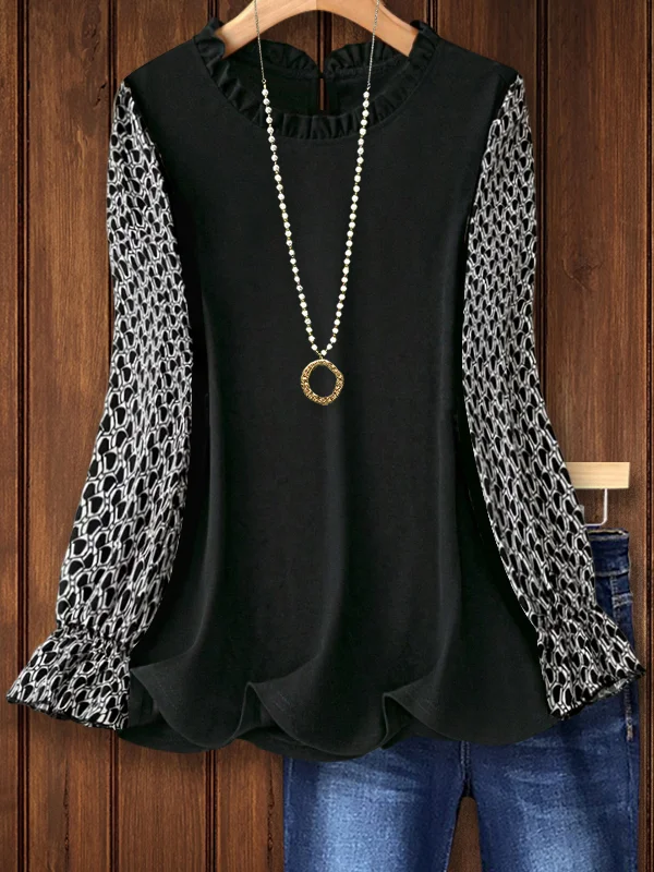 Elegant Casual Floral Patchwork Plus Size Blouse