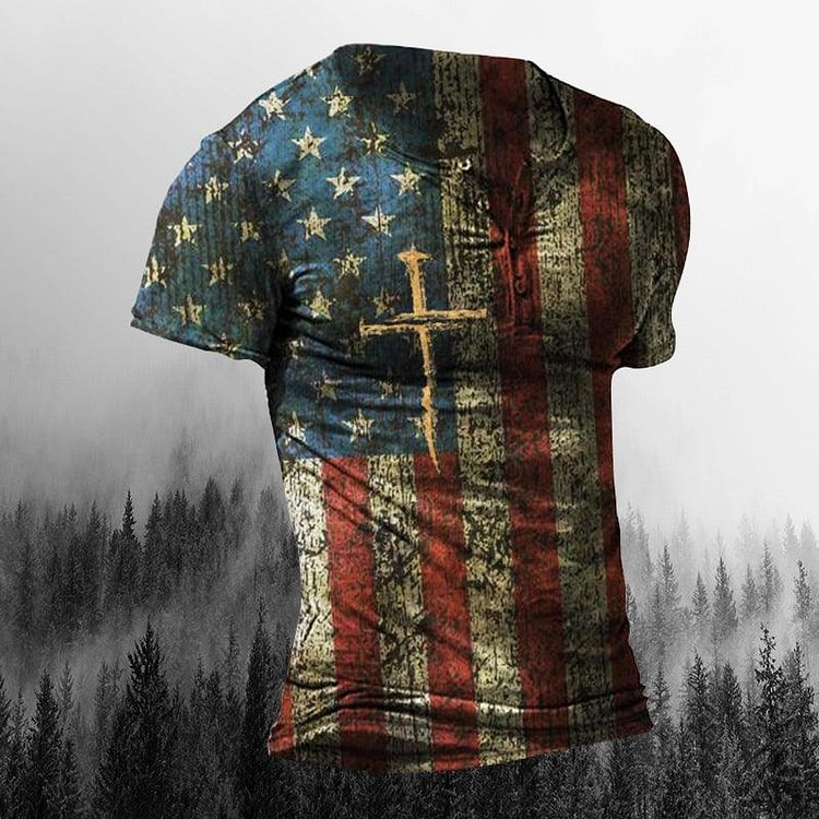 【Buy 1 Get 1 Free】Men's Outdoor Freedom Eagle Print Casual T-shirts