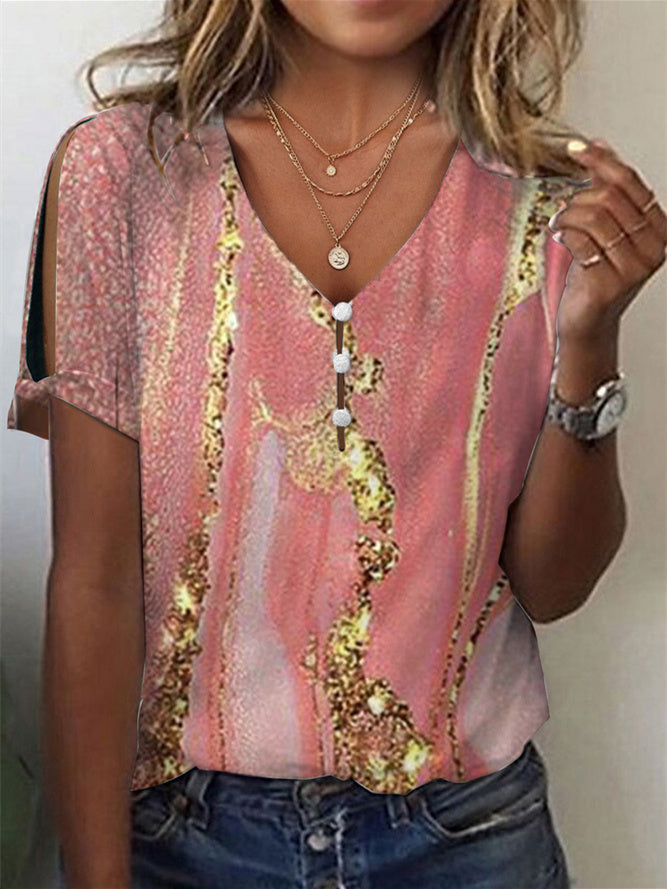 Women Long Sleeve V-neck Graphic Floral Printed Top