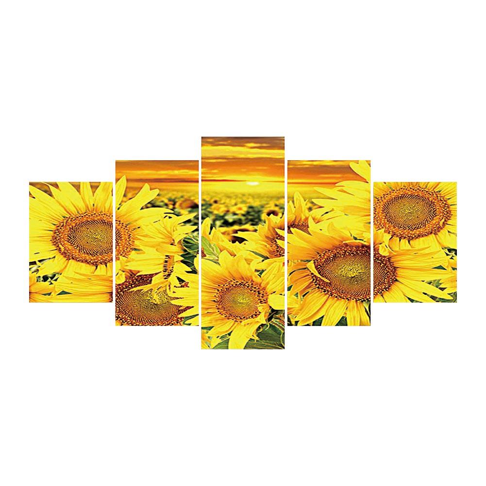 

95*45CM - 5Pcs Sunflower - Round Drill Diamond Painting, 501 Original