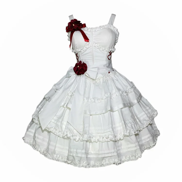 Bloody Ghost Anna Queen Lolita White Dress Red ON787
