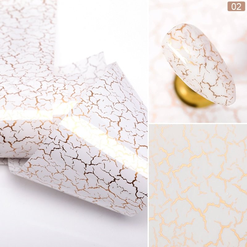 1 Box Glitter Marble Series Nail Transfer Foil Stickers Gold White And Black Bright Slider For Nails DIY Decoration Manicures