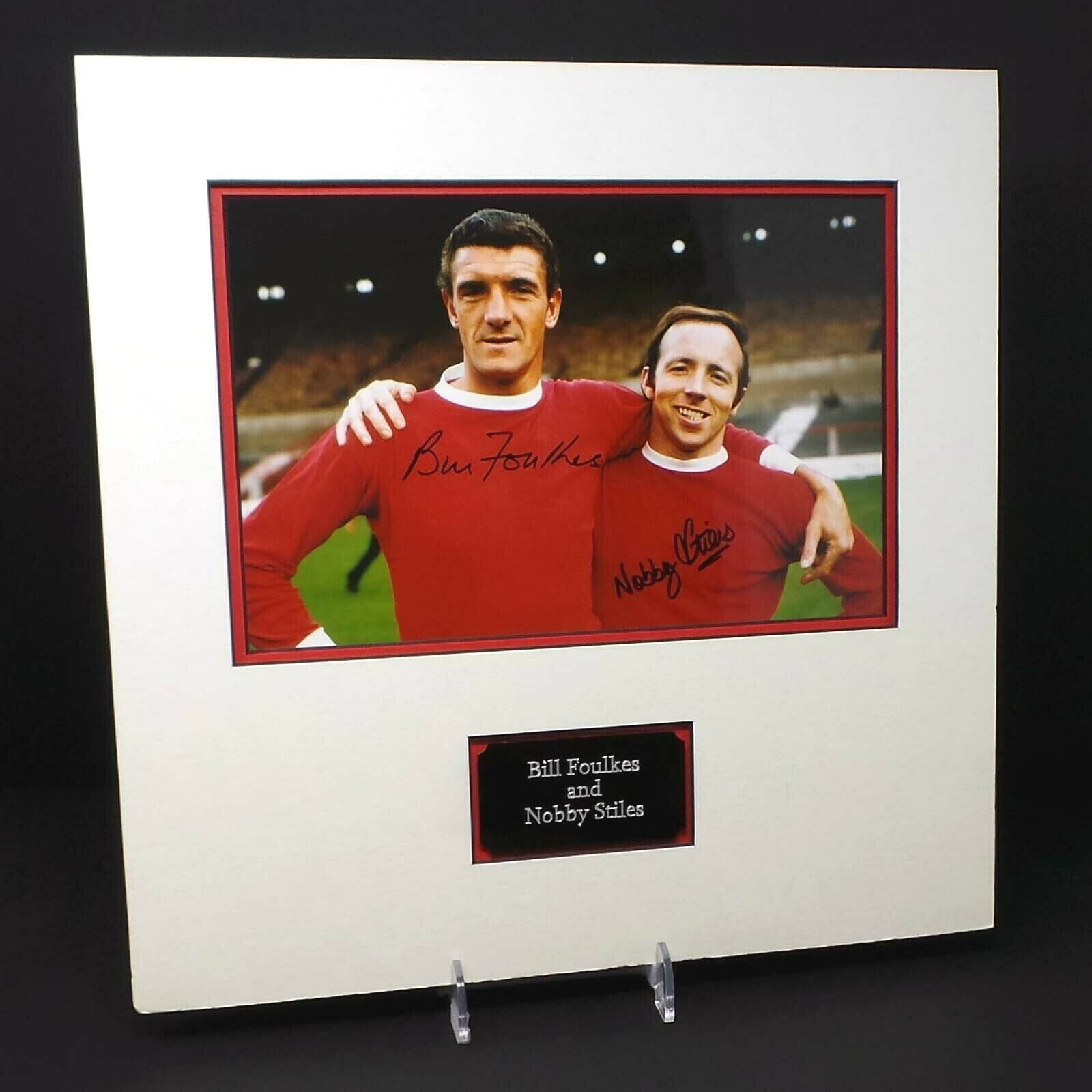 Nobby STILES & Bill FOULKES Signed & Mounted 12x8 Photo Poster painting Display AFTAL RD COA