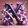 uk.everydayedeals (Limited Stock)Diamond Painting - Full Round - Lily Flower Letter X  (40*40cm)