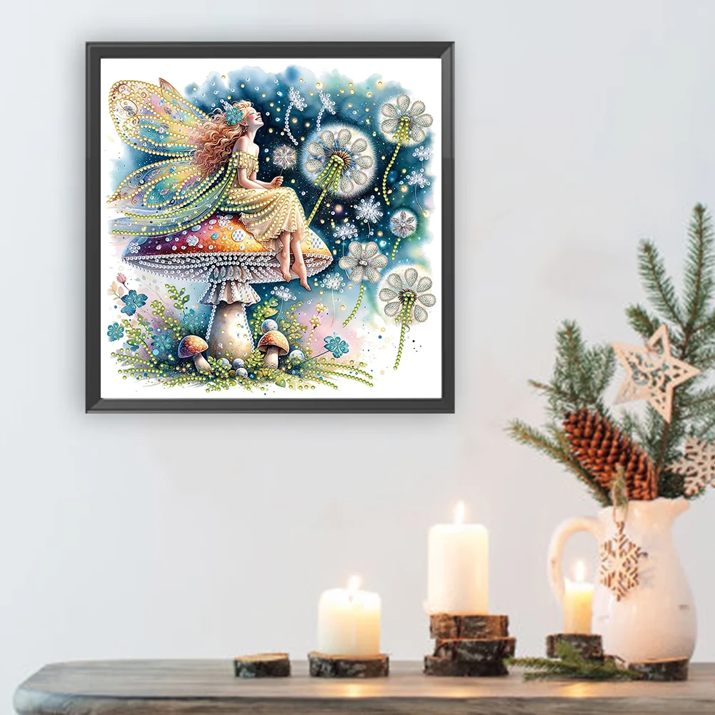 Partial Round Diamond Painting 30*30cm - Dandelion Mushroom Elf