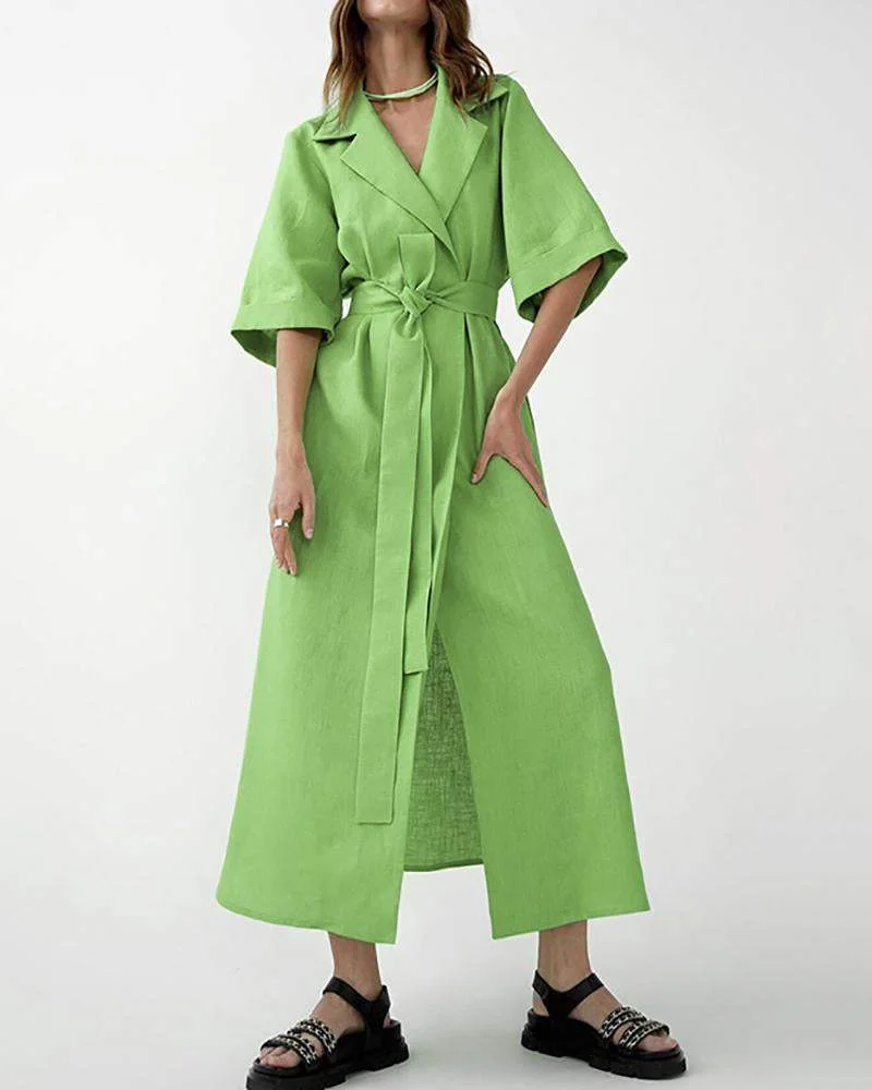 Sleek Lapel A-Line Dress