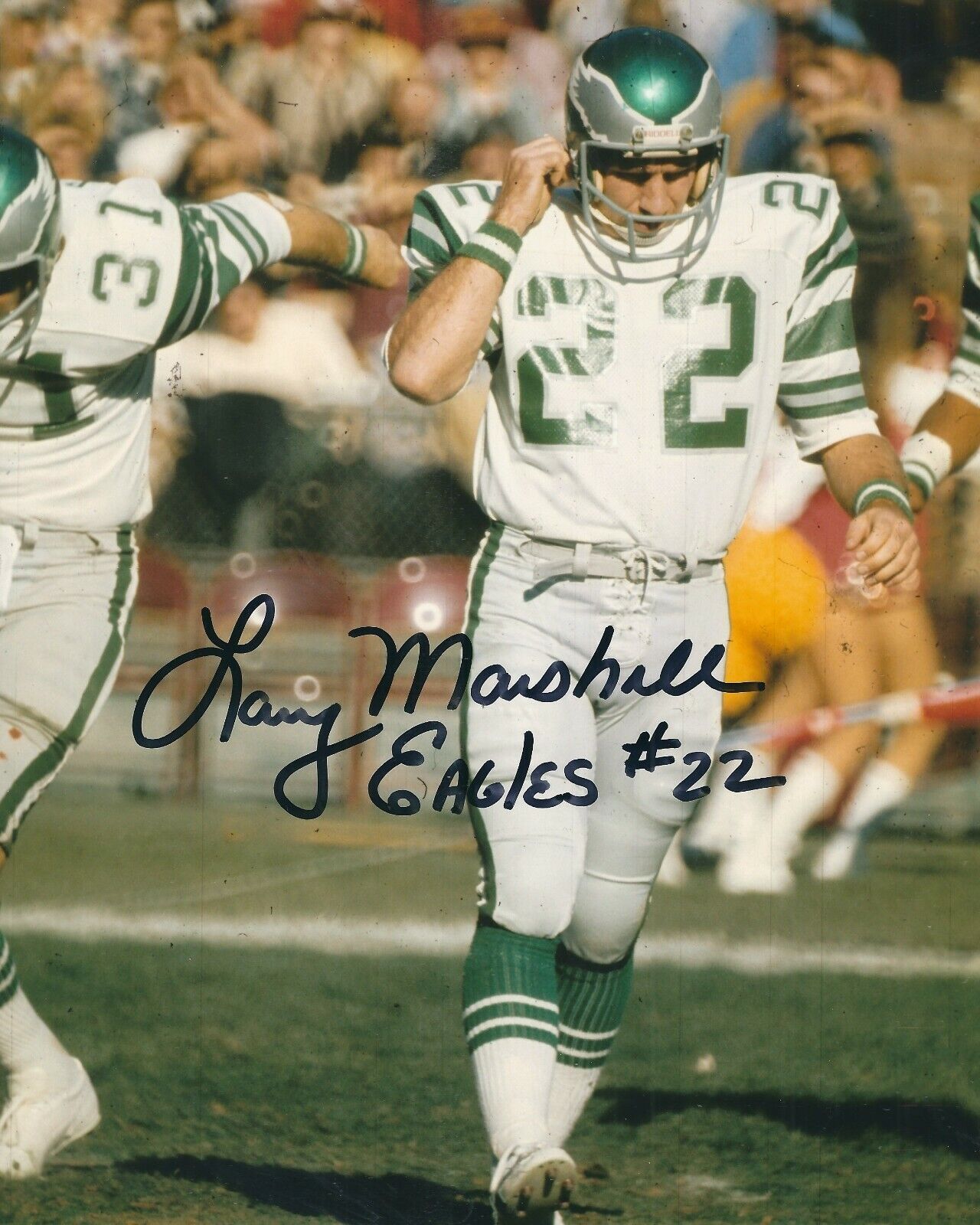 Autographed LARRY MARSHALL Philadelphia Eagles 8x10 Photo Poster painting w/COA