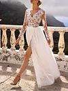 Lace Split-Joint Long Sleeves  Wedding Maxi Dress