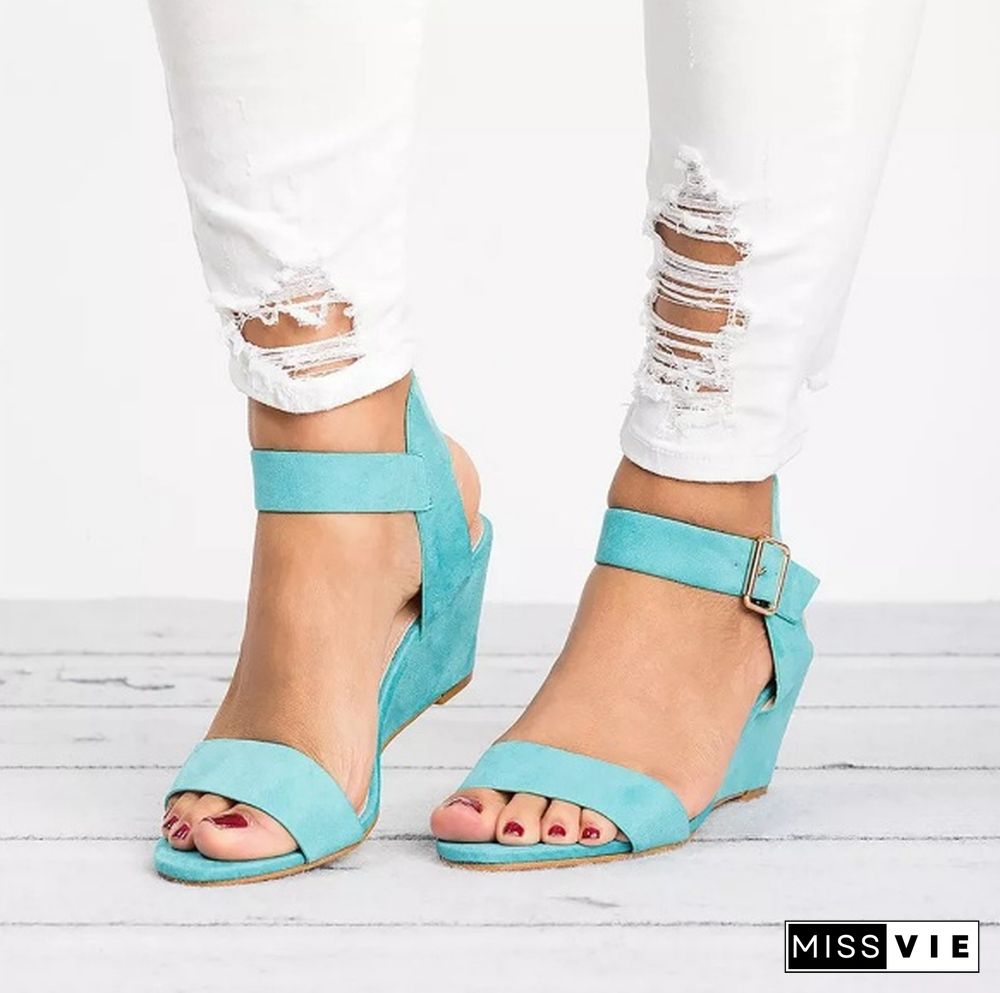 Summer new women's high-heel buckle sandals temperament versatile Size：EU 35-43