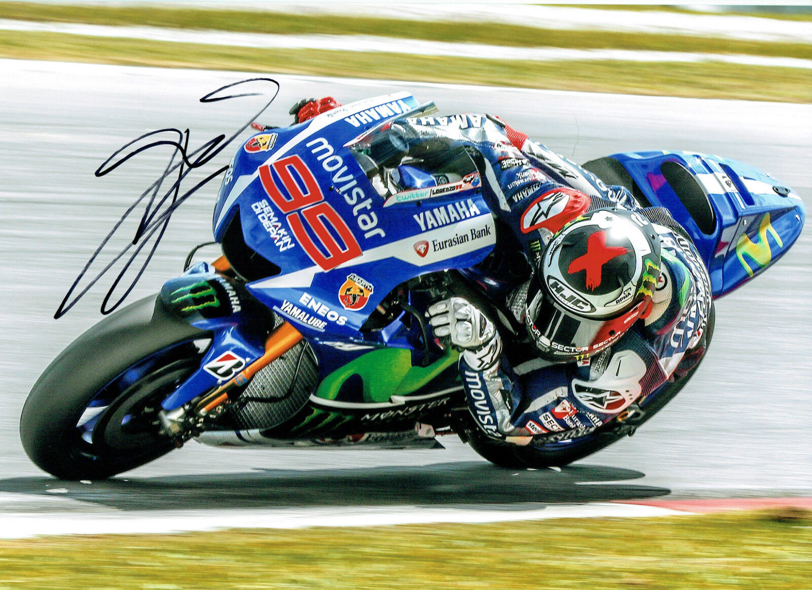 Jorge LORENZO SIGNED 16x12 Autograph RARE Race Action Photo Poster painting AFTAL MOTOGP Yamaha