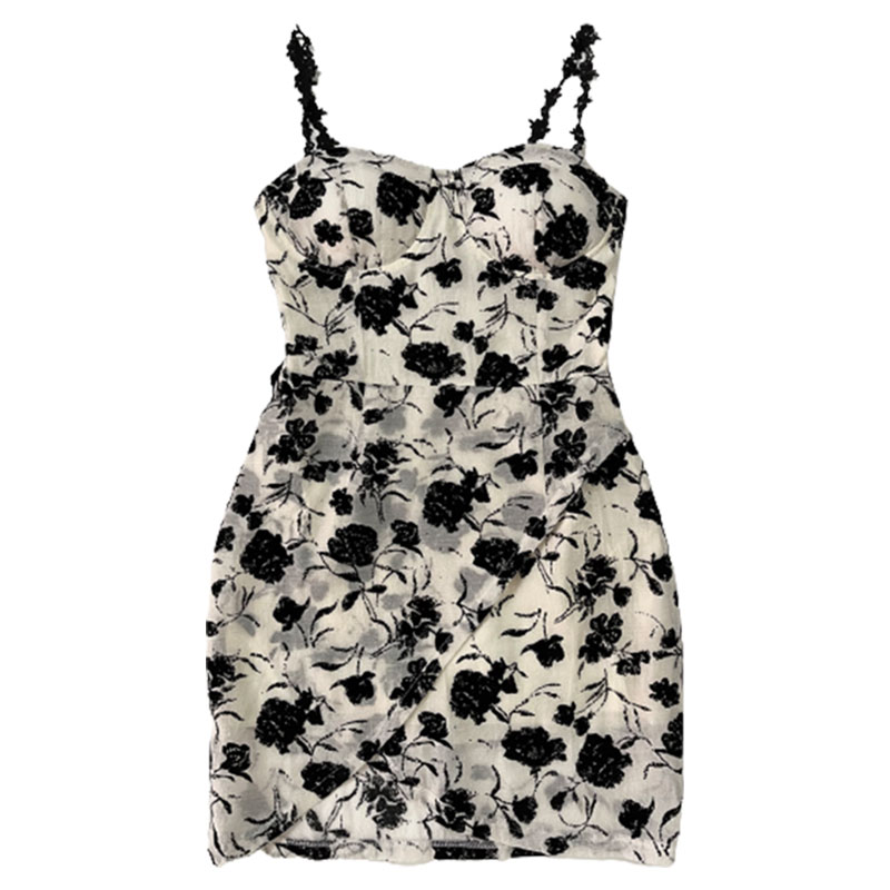 Floral Print Slip Dress Lace Up Cardigan Two Pieces