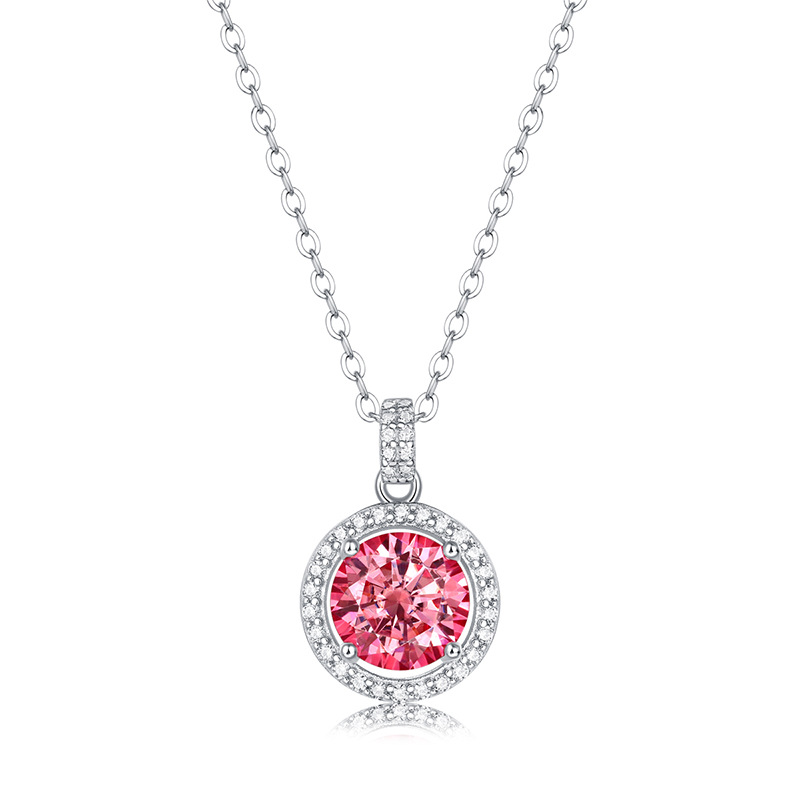 Classic Round 925 Sterling Silver Necklace  D Color Moissanite Sparkling Jewelry Necklace Women's Jewelry For Wedding Party