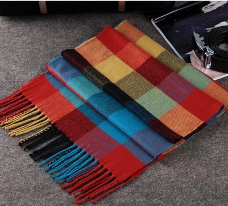 Autumn And Winter New Men’s Scarf Warm Korean Style British Plaid Cashmere Versatile Classic Men’s And Women’s Student Scarf