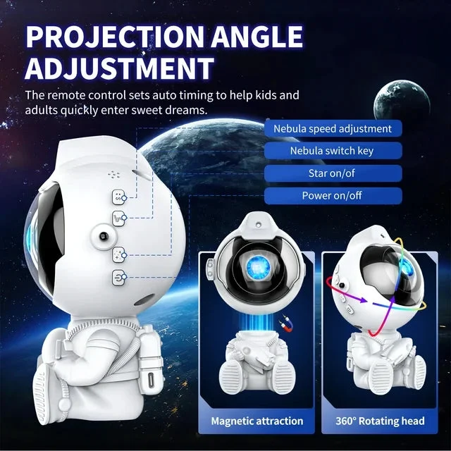 Astronaut Galaxy Projector, Kids Star Projector Night Light Starry Nebula Ceiling LED Lamp with Timer & Remote, 360&deg;Rotation Magnetic Head, Gift for Children Adults Bedroom Party Christmas Birthdays
