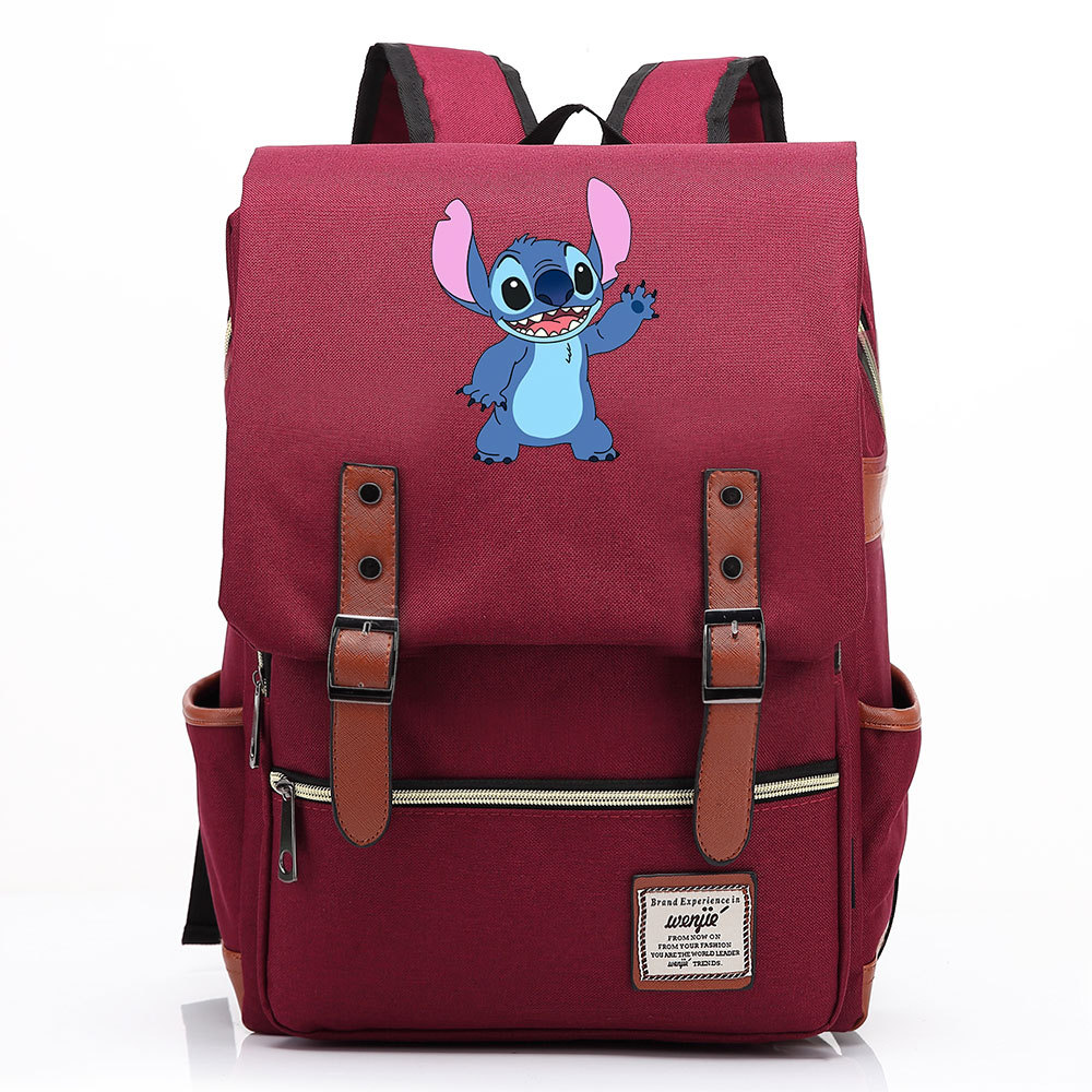 Stylish Lilo & Stitch Square Backpack with Belt Buckle Design - Fits 15-inch Laptop-Mayoulove
