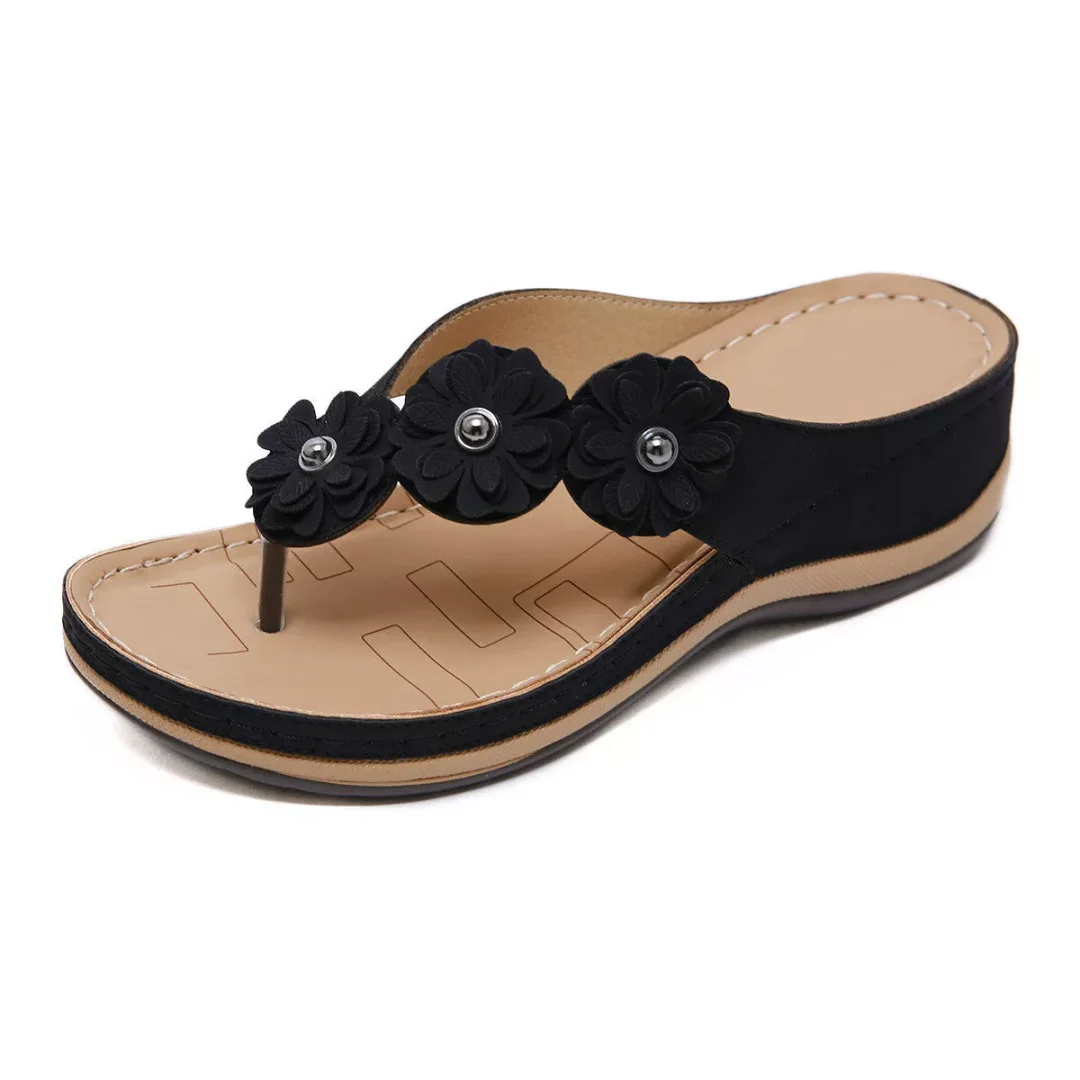 WOMEN'S LIGHTWEIGHT FLOWERS CLIP TOE SANDALS