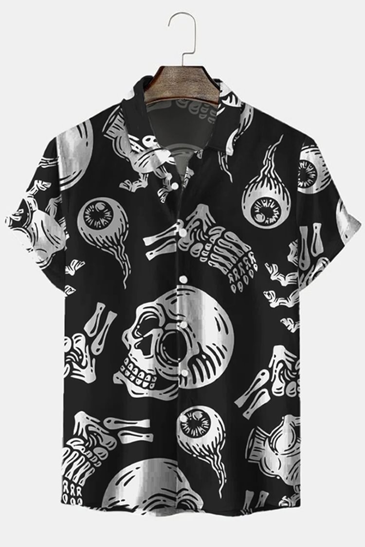 Skull Pattern Casual Short Sleeve Shirt