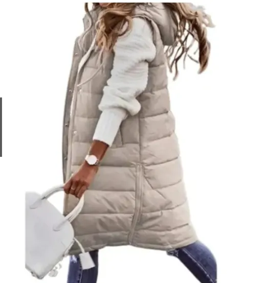Brownm Brownm Casual Solid-Colored Hooded Sleeveless Sleeveless Vest Coat Q024