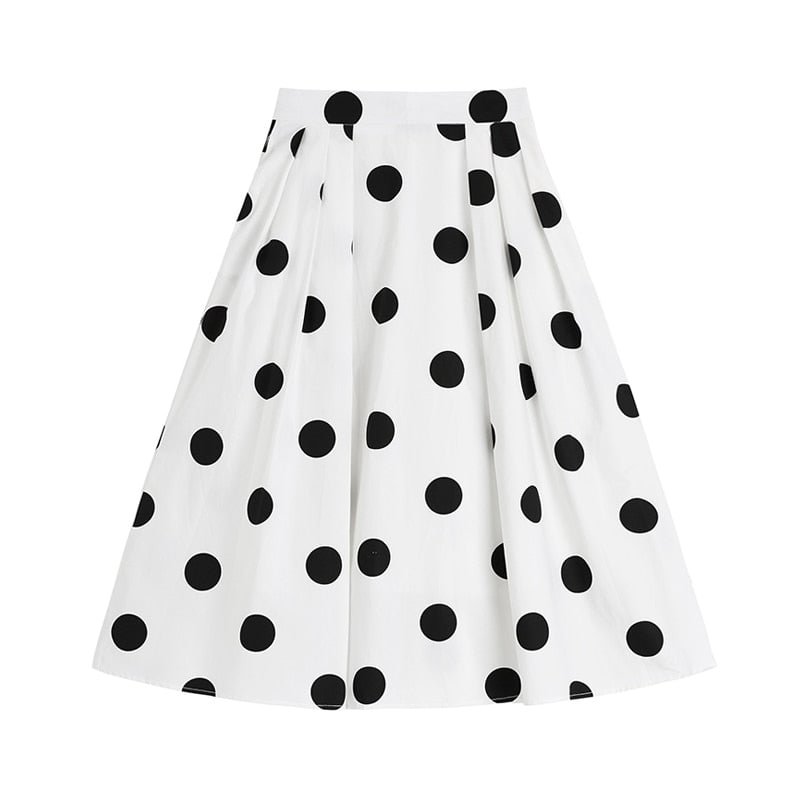 Polka Dot 50s Vintage Woman Tunic Skirts High Waist Fluffy Midi 2022 Summer New Stylish Audrey Hepburn Style Ladiy Plus Size