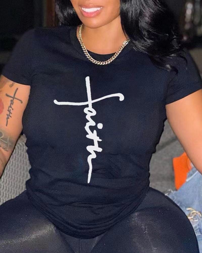 printed crew neck T-shirt
