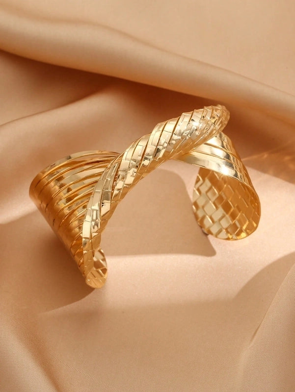 Retro Roman Style Solid Color Copper Bangle