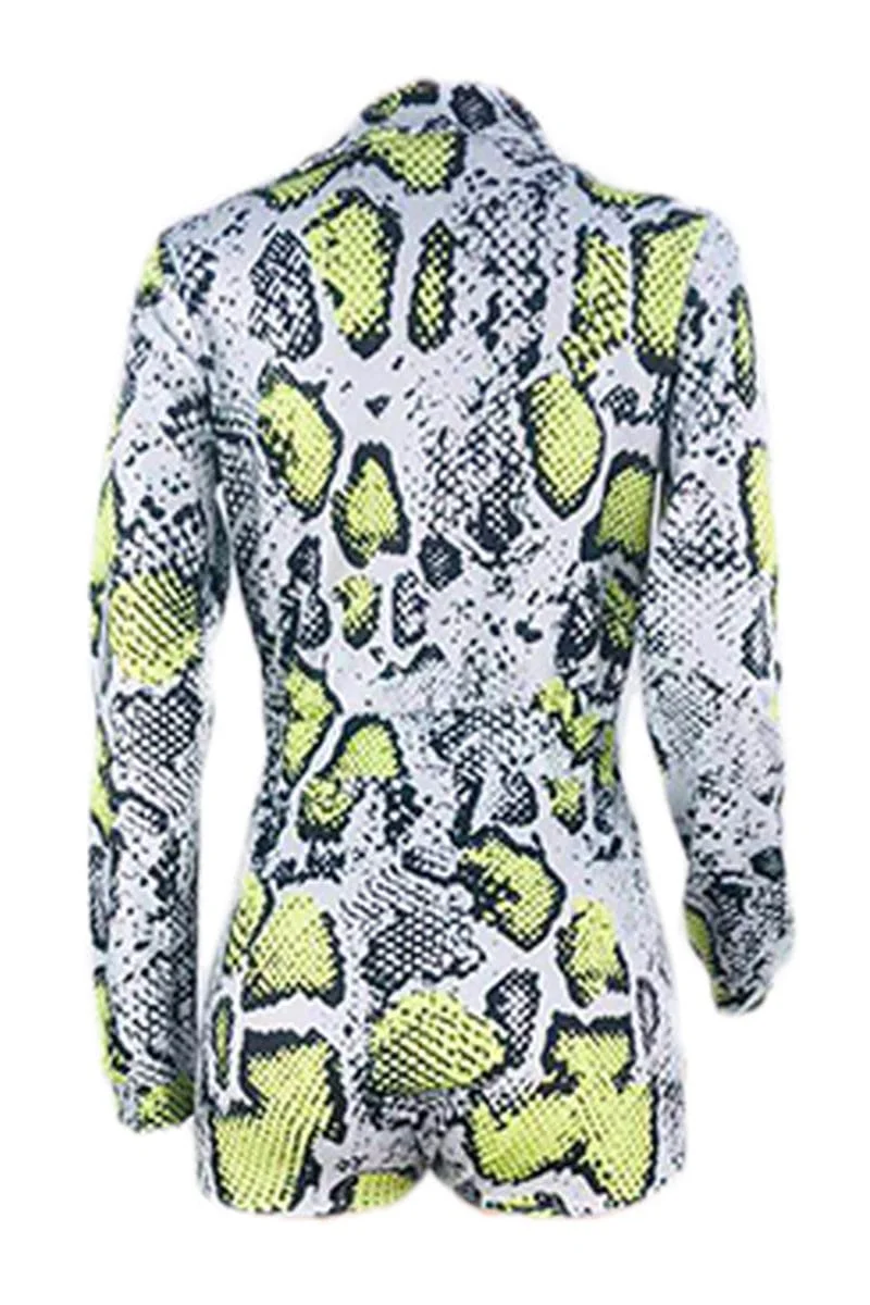 Sexy Print Long Sleeve Romper