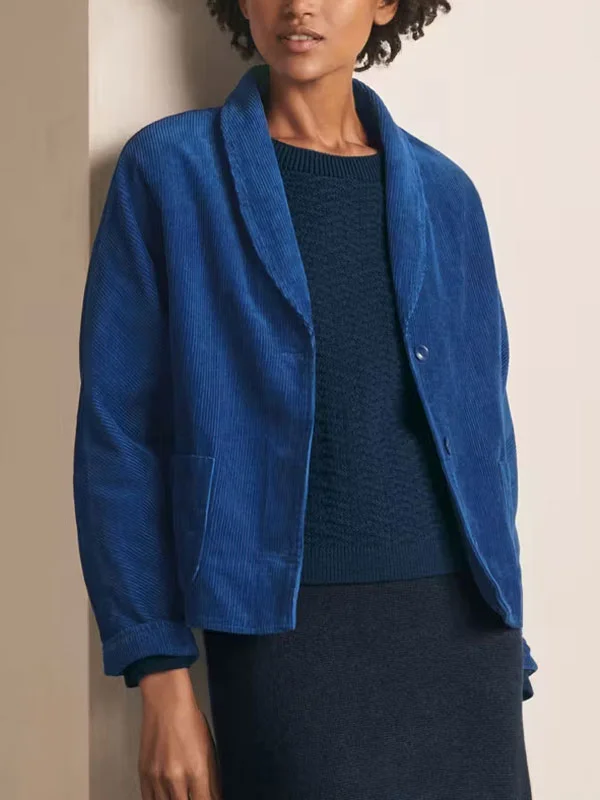 Lapel Short Corduroy Ladies Jacket