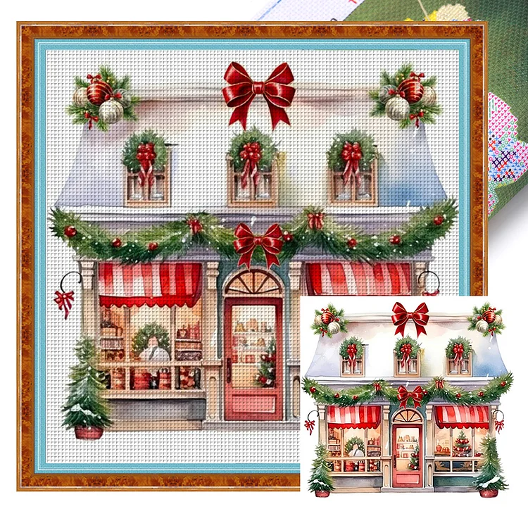 【Huacan Brand】Christmas Shop 11CT Stamped /Counted Cross Stitch 50*50CM